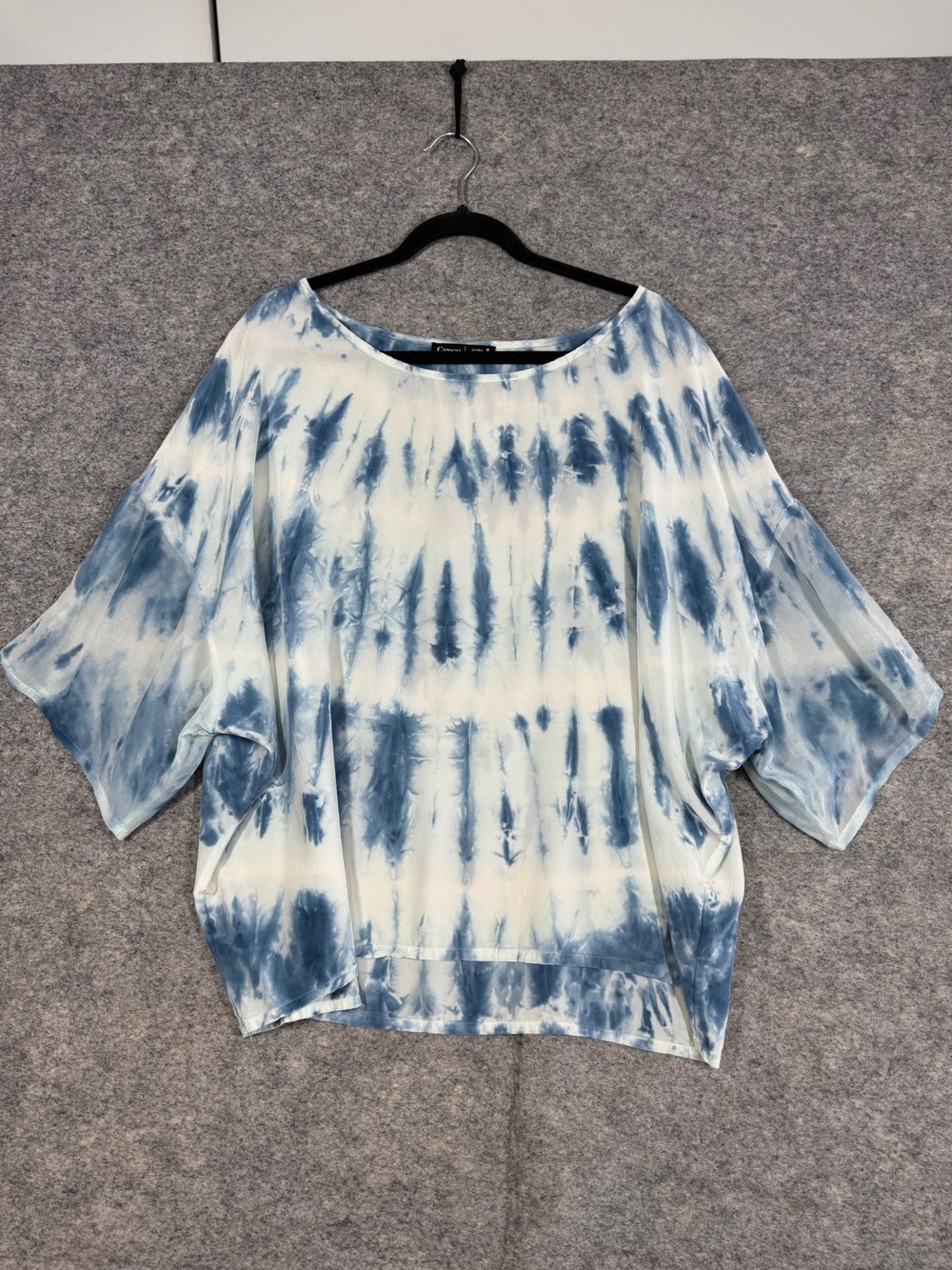 Gypsy 05 Silk Tie Dye Blouse Blue White Medium Boho Resort Top Summer Vacay